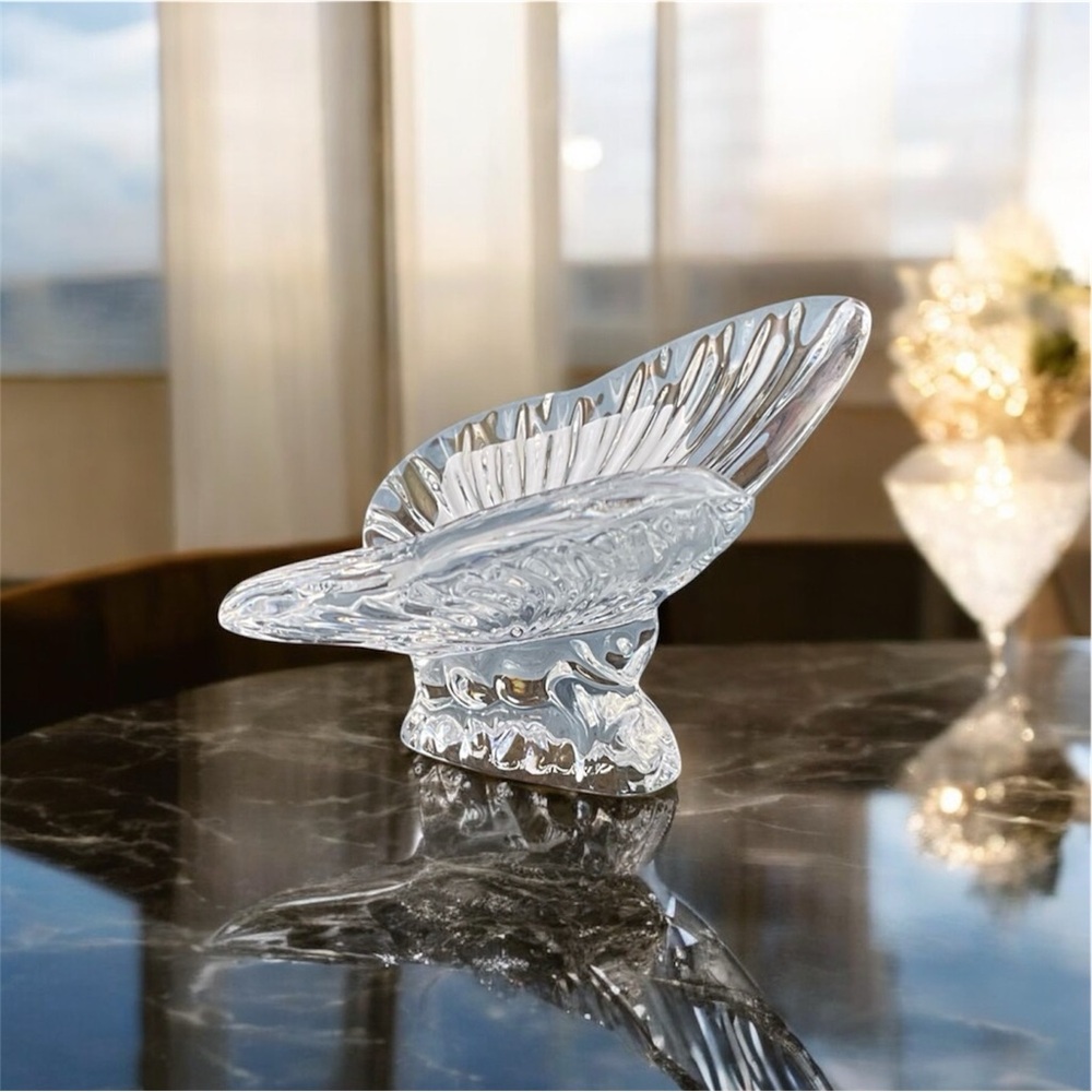 Waterford Vtg Butterfly Crystal Clear Paperweight Figurine Sculpture Ireland